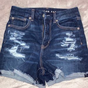 Ripped jean shorts
